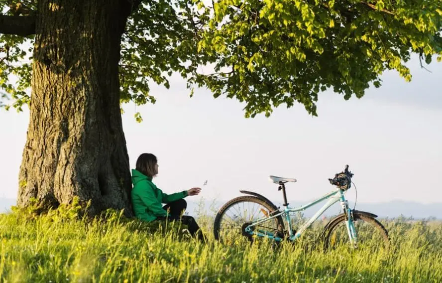 Ivan Kmit Adobestock Randonneur à vélo se reposant sur le chemin